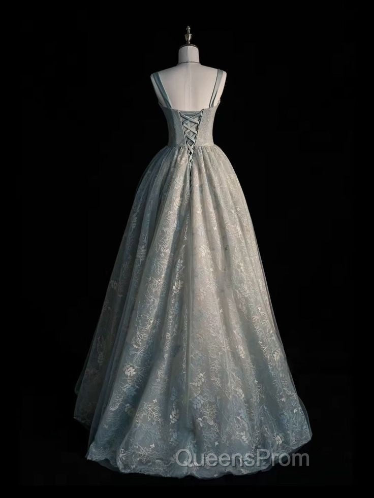 Charming Sage Green Long Tulle Lace Evening Prom Dress A Line Party Evening Dress Secondary image