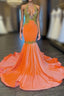 Charming Sleeveless Halter Backless Mermaid Evening Prom Dress With Gold Beading