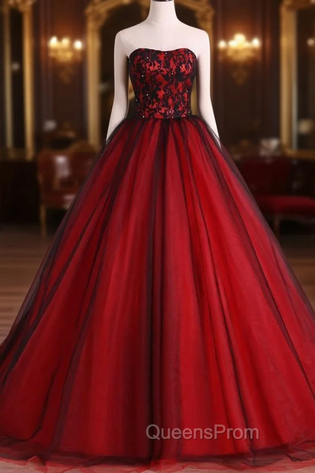 Charming Sweetheart Red and Black Gown, Sweet 16 Dress, Evening Dress
