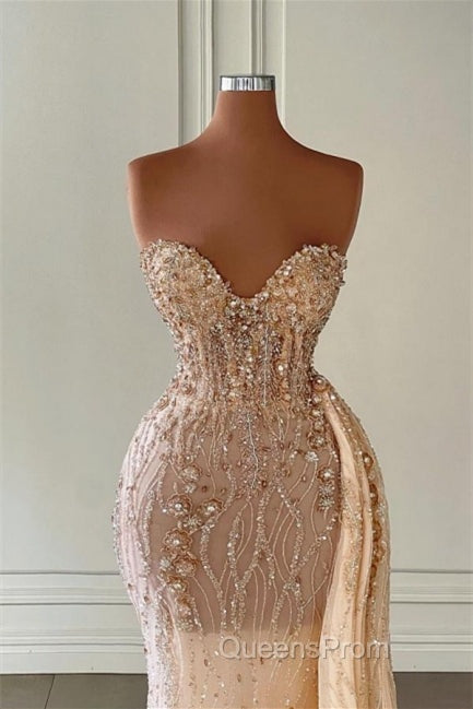 Charming Sweetheart Sleeveless Mermaid Evening Prom Dress With Beads Long Secondary image