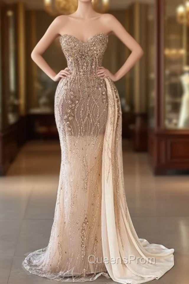 Charming Sweetheart Sleeveless Mermaid Evening Prom Dress With Beads Long Main image