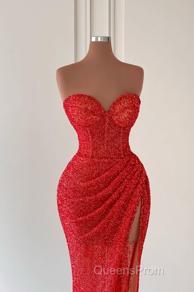 Charming Sweetheart Sleeveless Mermaid Evening Prom Dress Long Slit Online Secondary image
