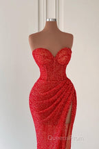 Charming Sweetheart Sleeveless Mermaid Evening Prom Dress Long Slit Online