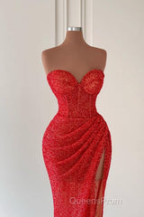 Charming Sweetheart Sleeveless Mermaid Evening Prom Dress Long Slit Online