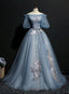 Charming Tulle Puffy Sleeves Long Classy Gown, Classy Prom Dress