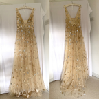 Charming V-Neck Floral Long Classy Prom Dress, Classy Evening Dress
