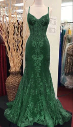 Charming V Neck Lace Mermaid Classy Prom Dress Long Classy Evening Dress