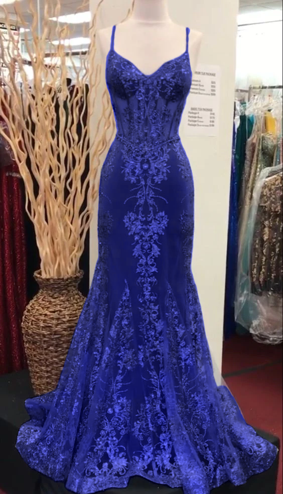 Charming V Neck Lace Mermaid Classy Prom Dress Long Classy Evening Dress
