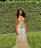 Charming V Neck Lace Mermaid Classy Prom Dress Long Classy Evening Dress