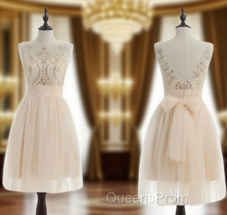 Cheap bridesmaid Dress champagne homecoming Dress junior homecoming Dress