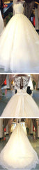 Cheap Popular Stunning Ivory Lace Top A-Line Wedding Dress, Bridal Gown,