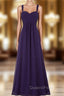 Cheap Purple Straps Chiffon Pleats Bridesmaid Dress