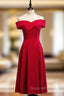 Cheap Satin Burgundy Sleeveless Short Evening Prom Dress