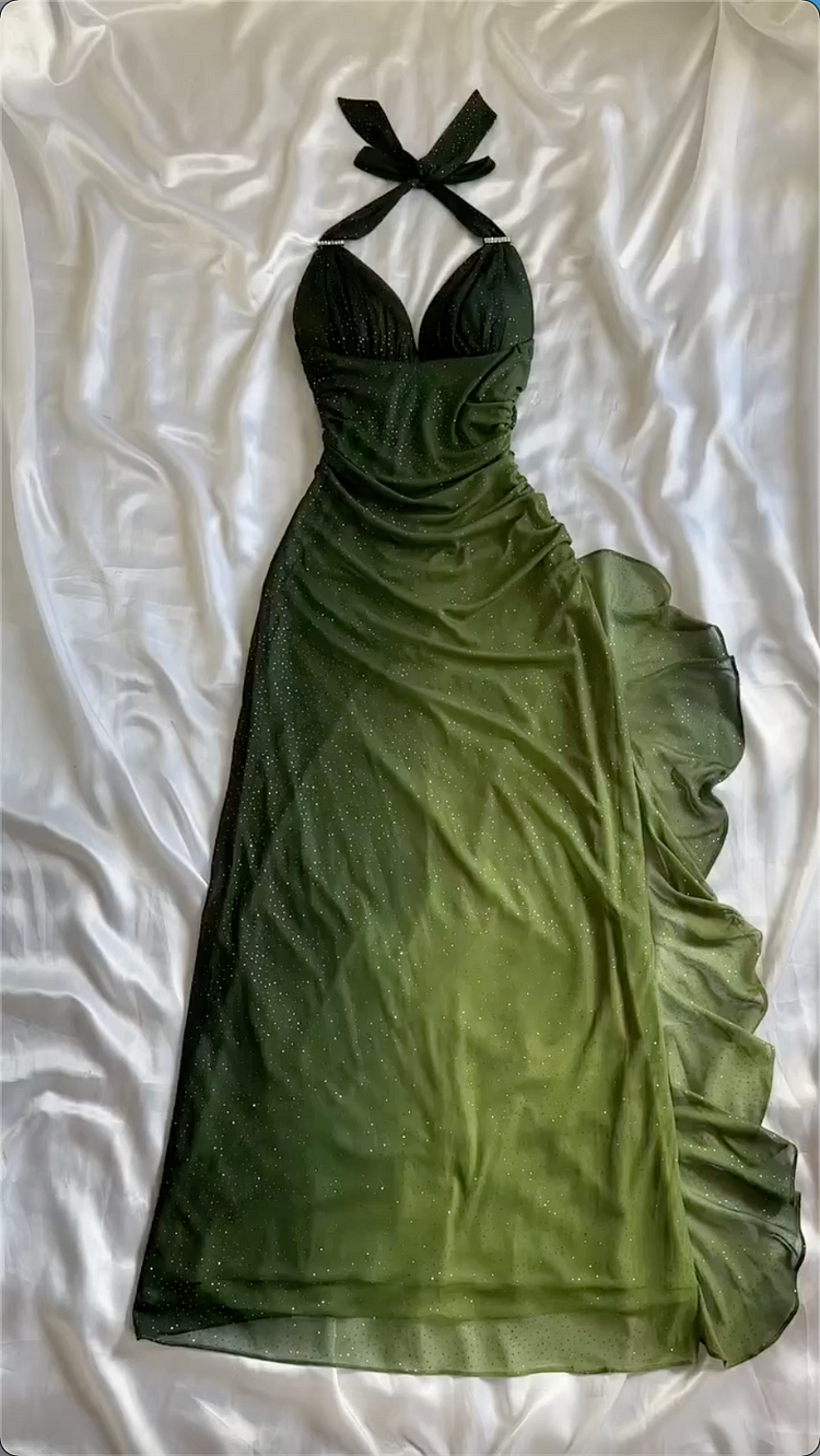 Chic A Line Long Classy Prom Dress Chiffon Green Classy Prom Dress Classy Evening Dress Main image