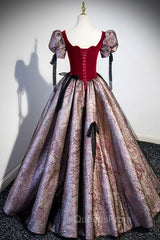 Chic A-Line Short Sleeve Evening Prom Dress, Cute Evening Party Dress