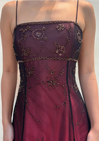 Chic A Line Spaghetti Straps Burgundy Sleeveless Classy Evening Dress Tulle Long Classy Prom Dress