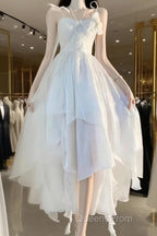 Chic A Line Spaghetti Straps Chiffon White Ankle Length Birthday Dress Birthday Outfits