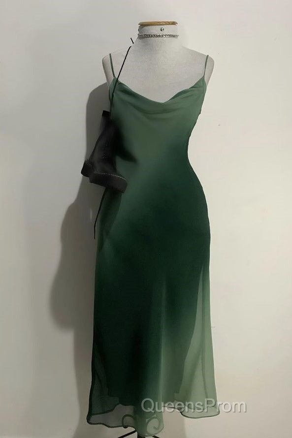 Chic A Line Spaghetti Straps Green Chiffon Evening Dress Evening Prom Dress Secondary image