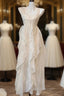 Chic A Line Straps Floral White Ankle Length Birthday Dress Birthday Outfits