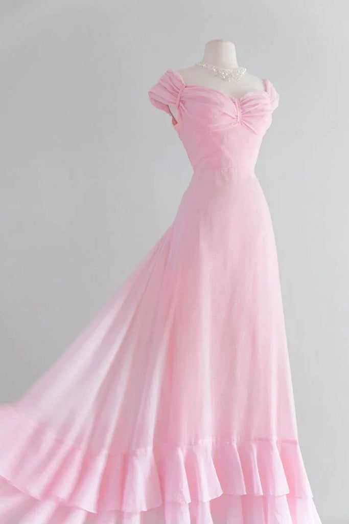 Chic A Line Sweetheart Pink Satin Long Classy Evening Dress Classy Prom Dress Secondary image