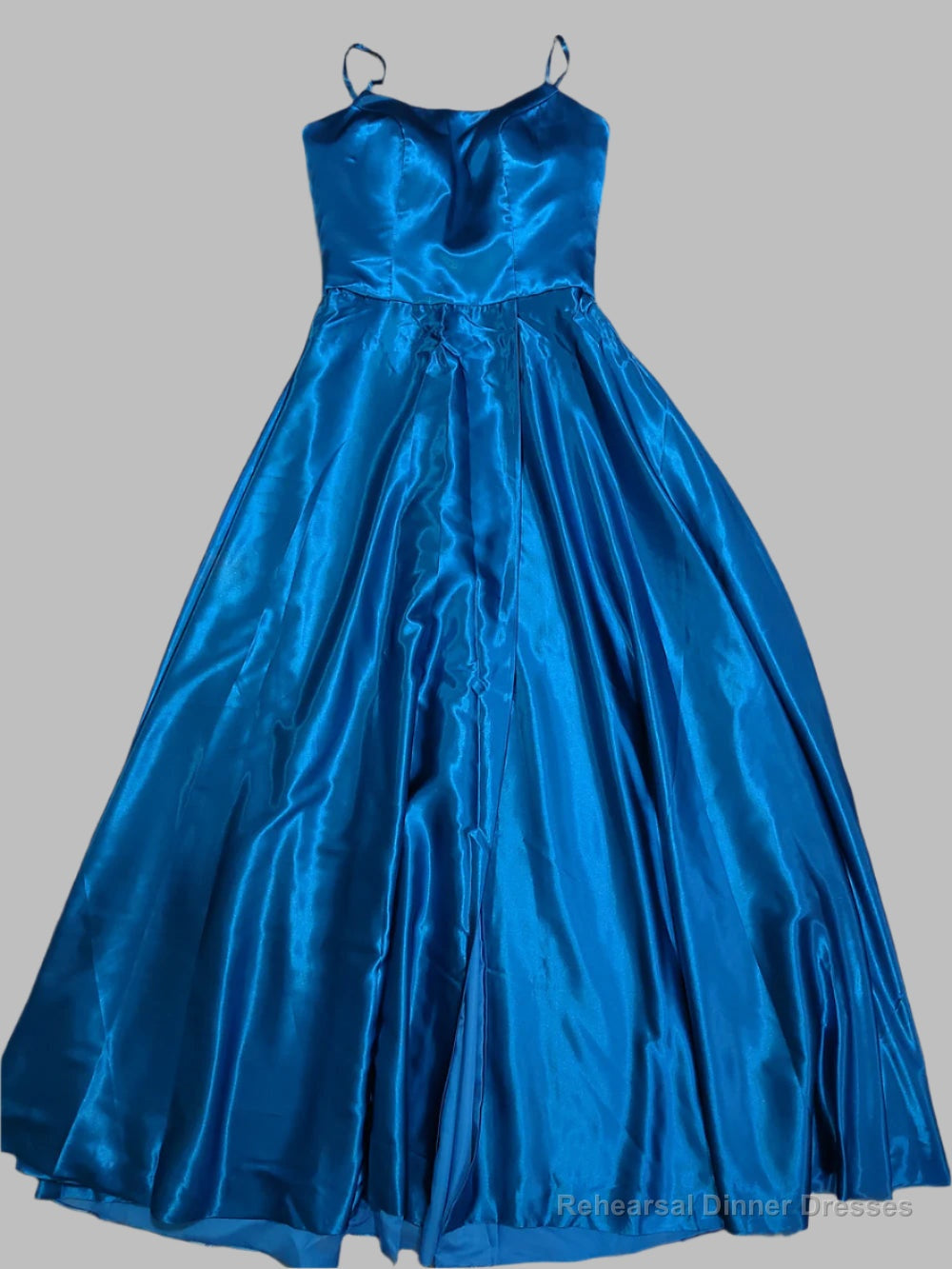Chic A-Line Tie Straps Long Satin Prom Party Dress With Split Main image