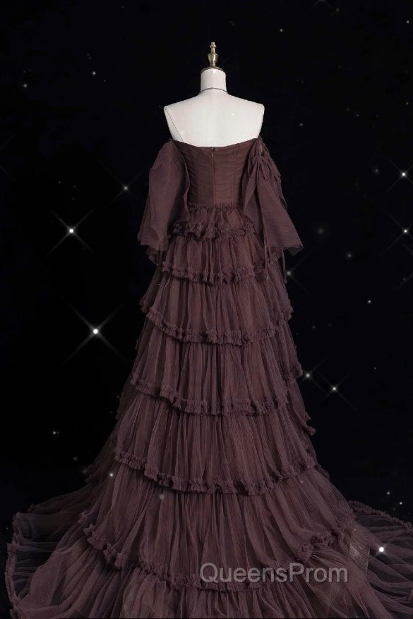 Chic Ball Gown Off The Shoulder Long Sleeves Evening Dress Tulle Long Evening Prom Dress Secondary image