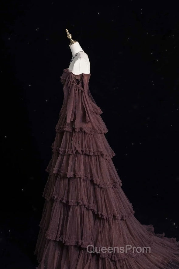 Chic Ball Gown Off The Shoulder Long Sleeves Evening Dress Tulle Long Evening Prom Dress