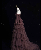 Chic Ball Gown Off The Shoulder Long Sleeves Classy Evening Dress Tulle Long Classy Prom Dress