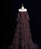 Chic Ball Gown Off The Shoulder Long Sleeves Classy Evening Dress Tulle Long Classy Prom Dress