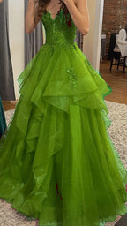 Chic Ball Gown Spaghetti Straps Burgundy Tulle Lace Long Classy Prom Dress Classy Evening Classy Gowns