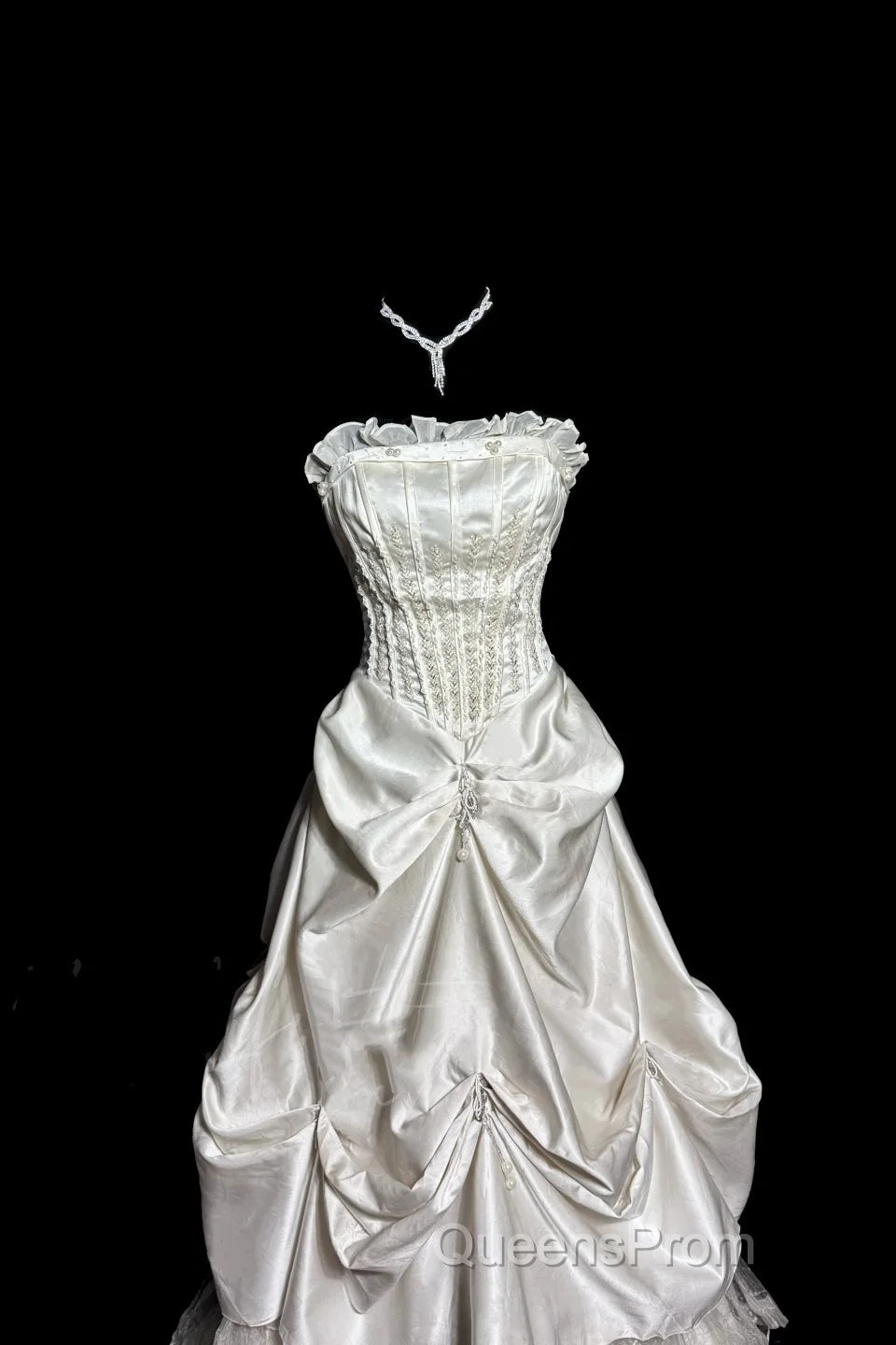 Chic Ball Gown Strapless Taffeta Ivory Long Wedding Dress Bridal Dress Secondary image