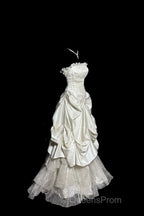 Chic Ball Gown Strapless Taffeta Ivory Long Wedding Dress Bridal Dress