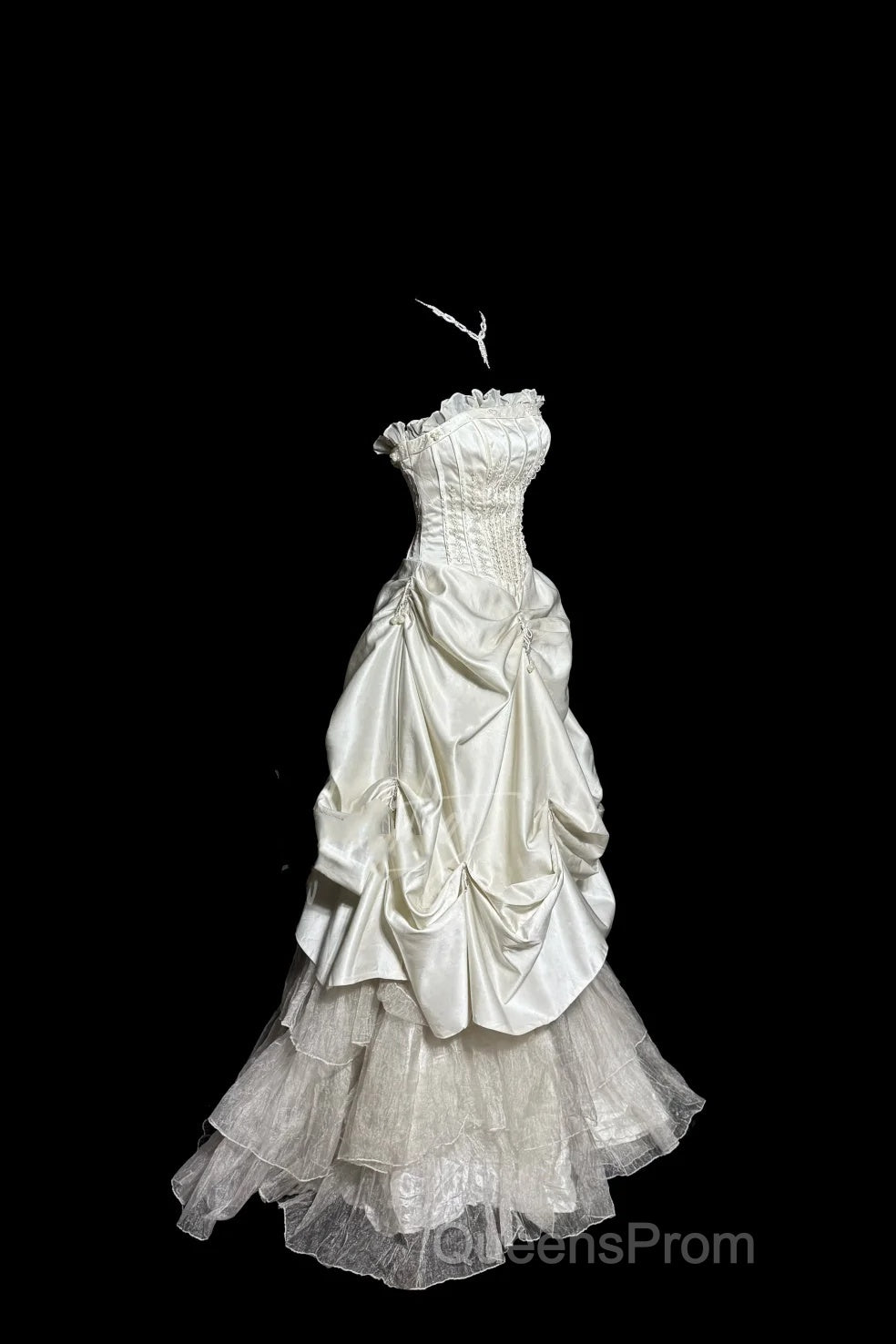Chic Ball Gown Strapless Taffeta Ivory Long Wedding Dress Bridal Dress