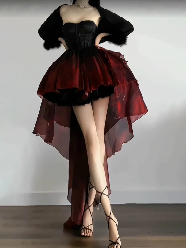 Chic Ball Gown Sweetheart Burgundy Short Birthday Dress Birthday Outfits