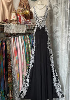 Chic Black Mermaid Spandex Straps With Lace Classy Evening Dress, Black Long Classy Prom Dress