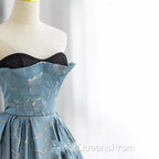 Chic Blue Strapless Long Evening Prom Dress Fairy Evening Dress