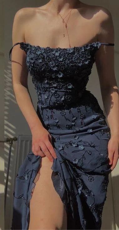 Chic Bodycon Spaghetti Straps 3D Applique Long Classy Prom Dress Secondary image