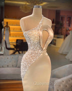 Chic Champagne Sleeveless Mermaid Evening Prom Dress Long Evening Gowns