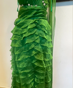 Chic Dark Green One-Shoulder Layered Ruffle Chiffon Long Classy Prom Dress