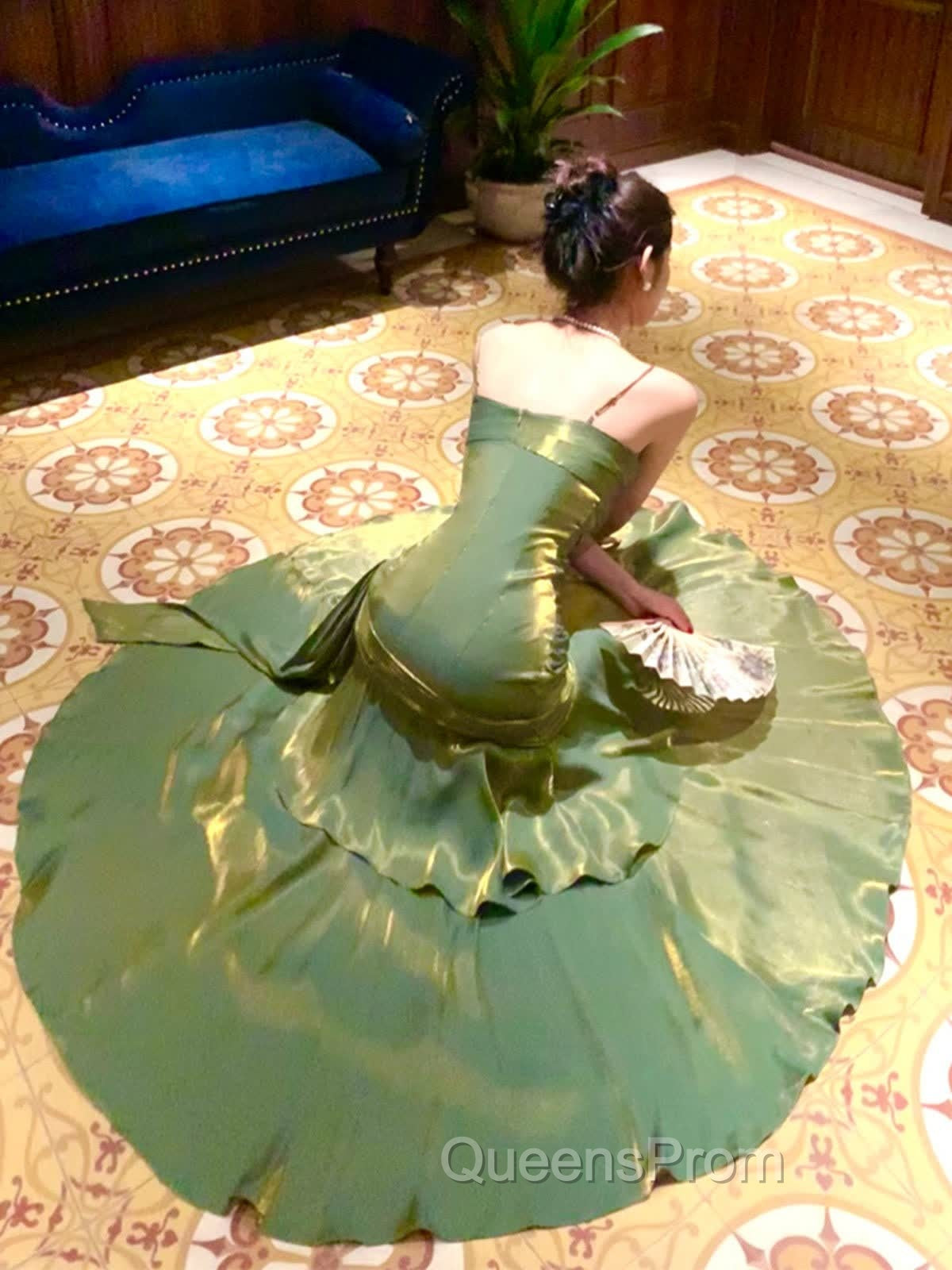 Chic Green Straps Sweetheart Long Evening Dress, Green Evening Prom Dress Evening Dress Secondary image