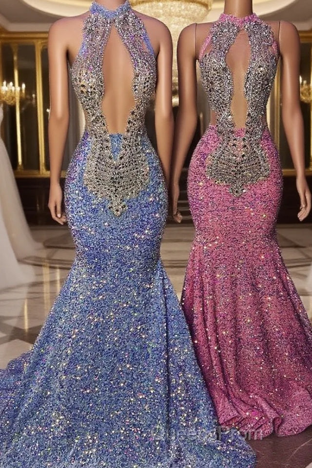 Chic Halter Sleeveless Mermaid Evening Prom Dress With Beading Main image