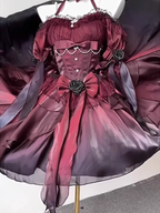 Chic High Low Halter Burgundy Organza Party Dress Birthday Outfits