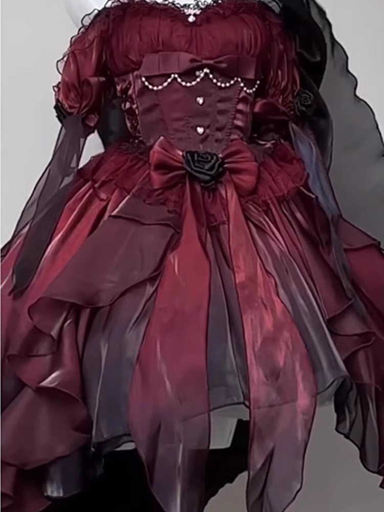 Chic High Low Halter Burgundy Organza Party Dress Birthday Outfits