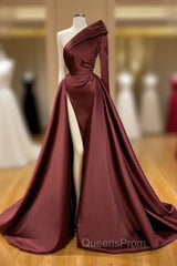 Chic Long Sleeve One Sleeve Evening Dress With Split On Sale