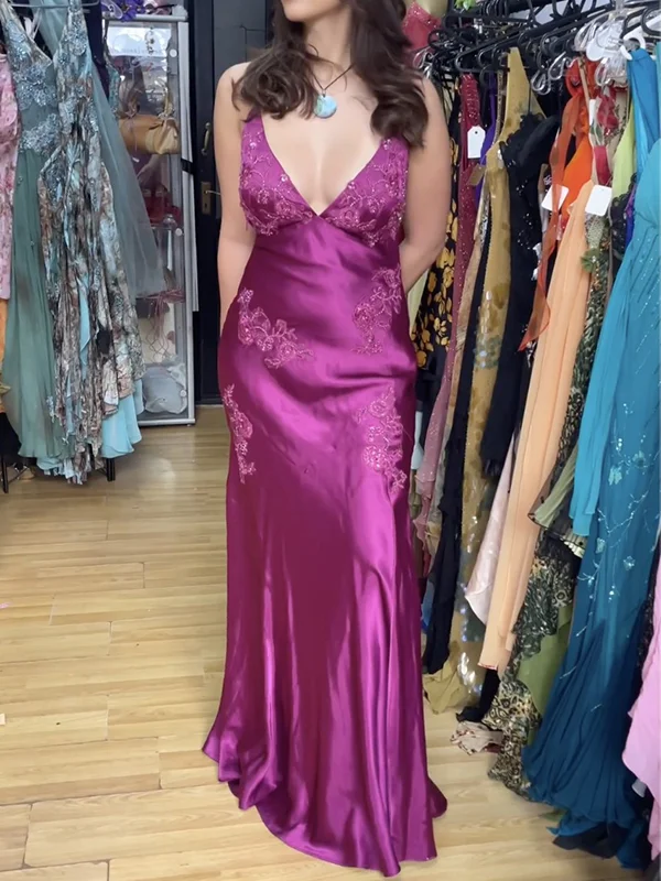 Chic Mermaid Spaghetti Straps Pink Satin Classy Evening Dress Long Classy Prom Dress