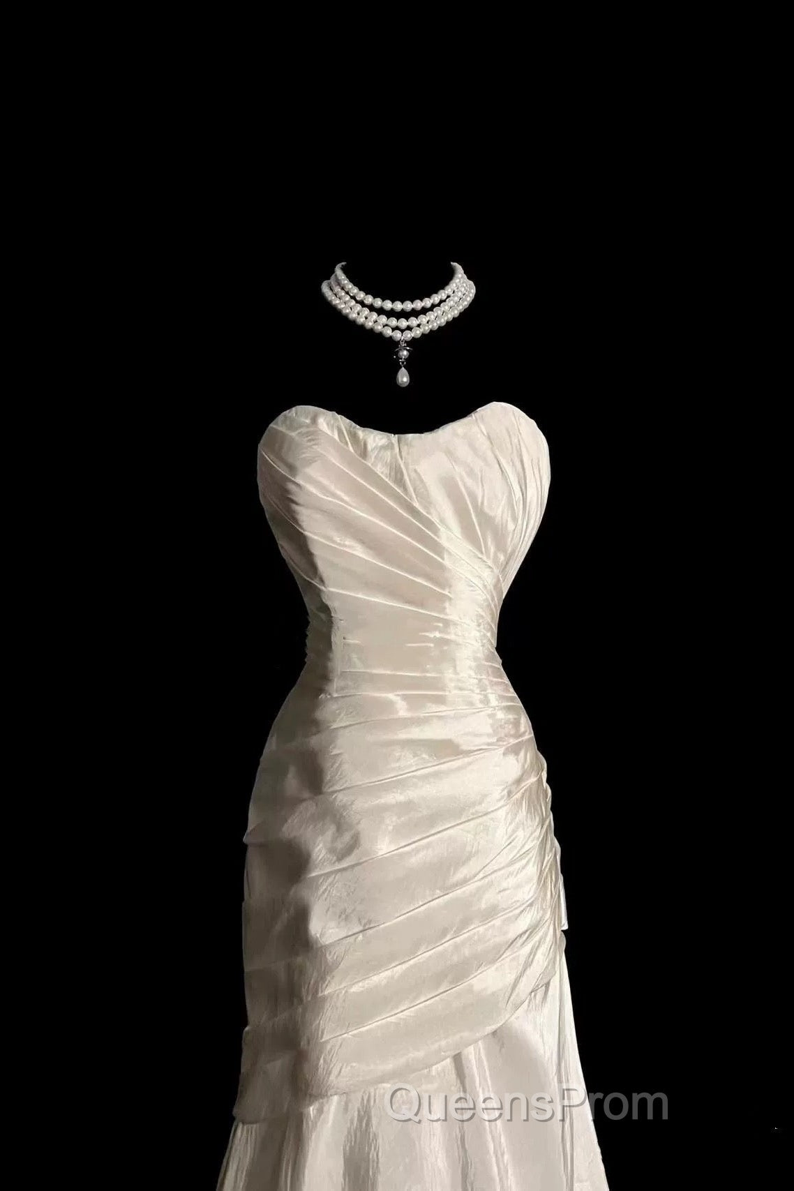 Chic Mermaid Sweetheart Taffeta Ivory Long Wedding Dress Bridal Dress