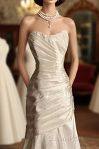 Chic Mermaid Sweetheart Taffeta Ivory Long Wedding Dress Bridal Dress