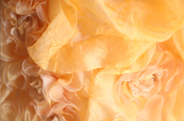Chic orange heart-shaped neckline handmade flower beading irregular layered skirt A-line wedding dress