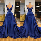 Chic Royal Blue Straps Sweetheart Evening Prom Dress Overskirt Long