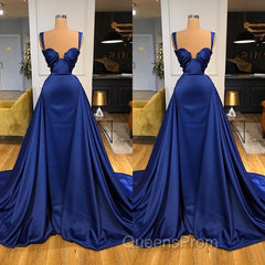 Chic Royal Blue Straps Sweetheart Evening Prom Dress Overskirt Long